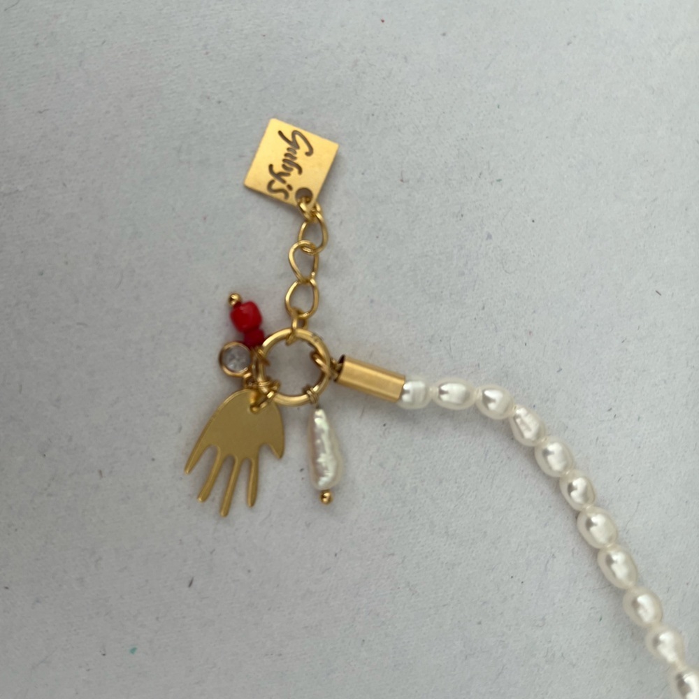 Gold and Pearl Charm Bracelet